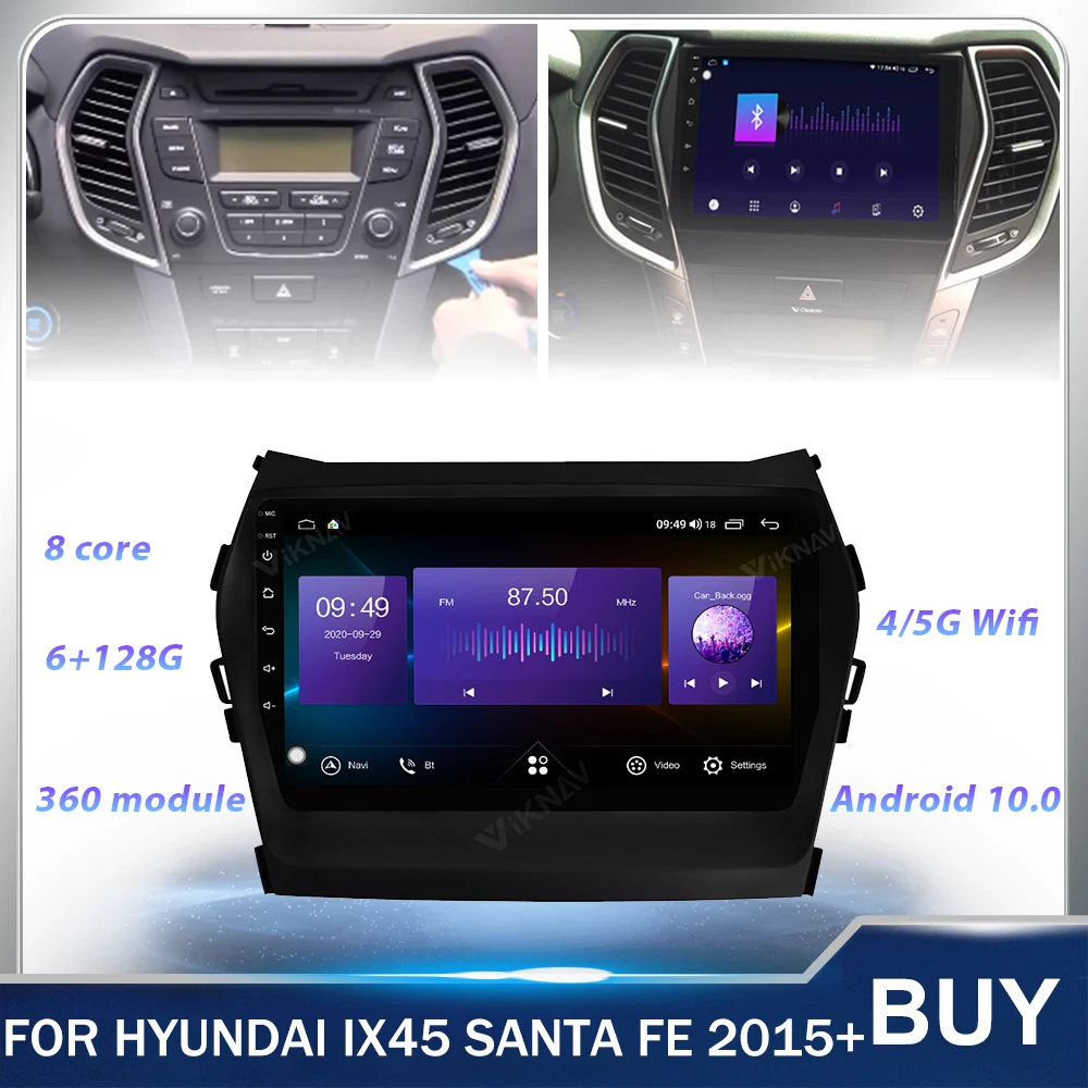 Android puuteekraan, stereo Auto Raadio hyundai IX45 Santa fe 2015+ Auto dvd Multimeedia Mängija juhtseade GPS Navigation 128G