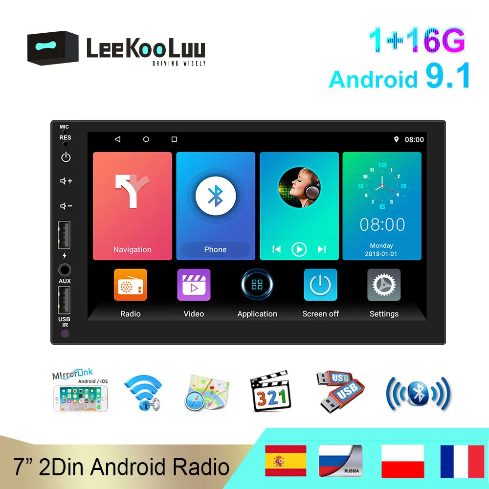 LeeKooLuu Android 9.1 Autoradio 2 Din Auto Raadio GPS Navigatsioon 7