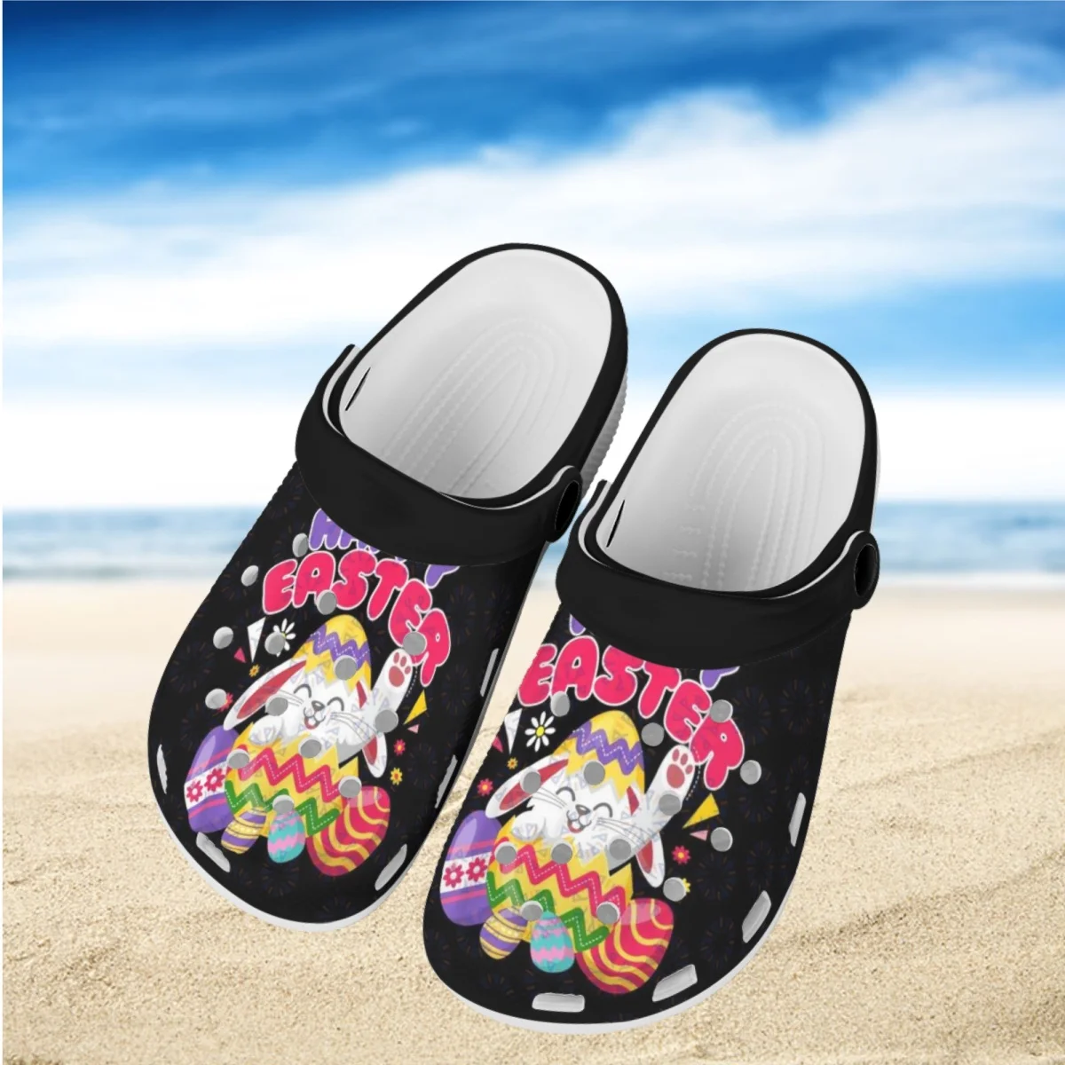 Happy Easter Suvel Täiskasvanud Sussid Väljas Cartoon Jänku Mood Siseruumides Sussid Beach Kerge Auk Sandaalid Chaussure Femme