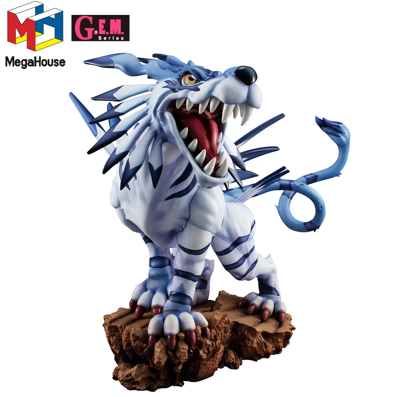 MegaHouse Vääris GEM Garurumon Digimon Adventure LAHING Ver PVC Tegevus Joonis Anime Mudel Mänguasjade Kogumise Desktop Teenetemärgid