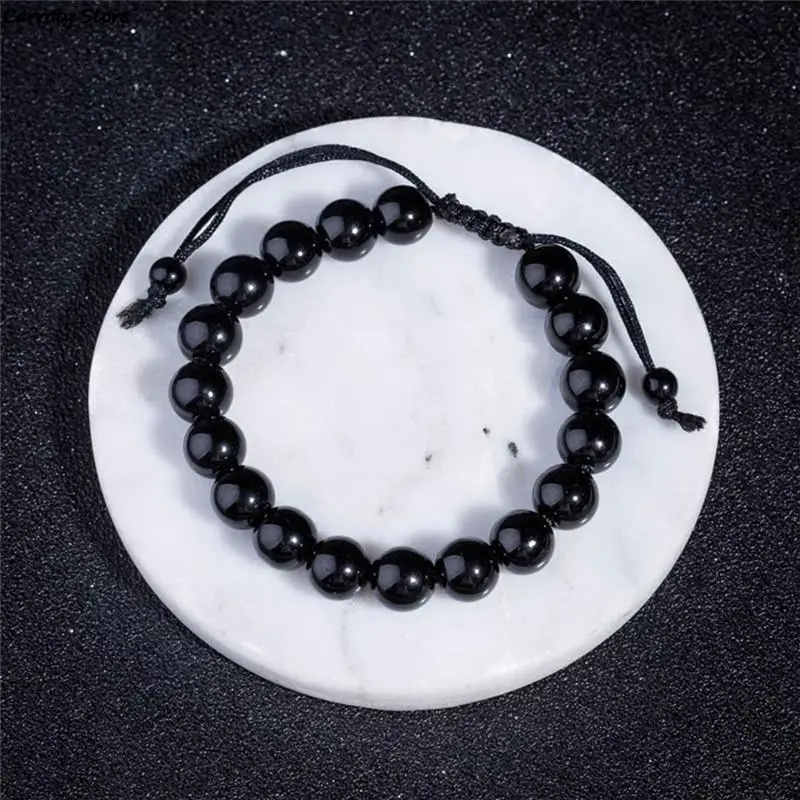 1tk Kõrgusega Obsidian 10mm Kivi Käevõru Salendav Toode Ring Must Käevõru Tervishoiuteenuste Käevõru kaalulangus Käevõru