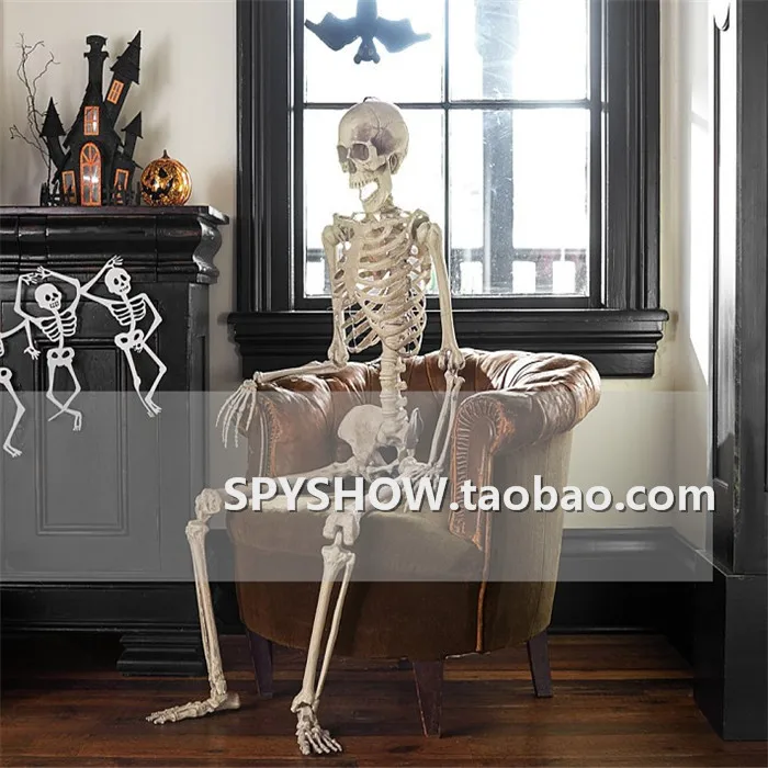 Kvaliteetne täiskasvanud 170 cm, kolju, luustik Halloween haunted house teenetemärgi tasuta shipping