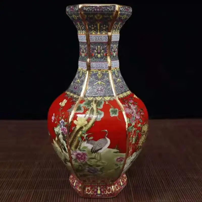 Peen Hiina Archaize Värvilise Emailiga Dekoratiivsed Soodne Lilled ja Linnud Kuus Pool Portselan Vaas