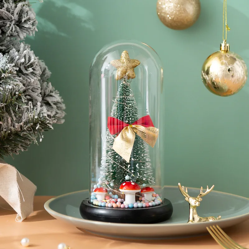 Jõuluehe Xmas Tree Led Klaasist Kate 3D Lamp Öö Valguses Jõulud Kingitus elutuba Decor Kodus Laua Kaunistused