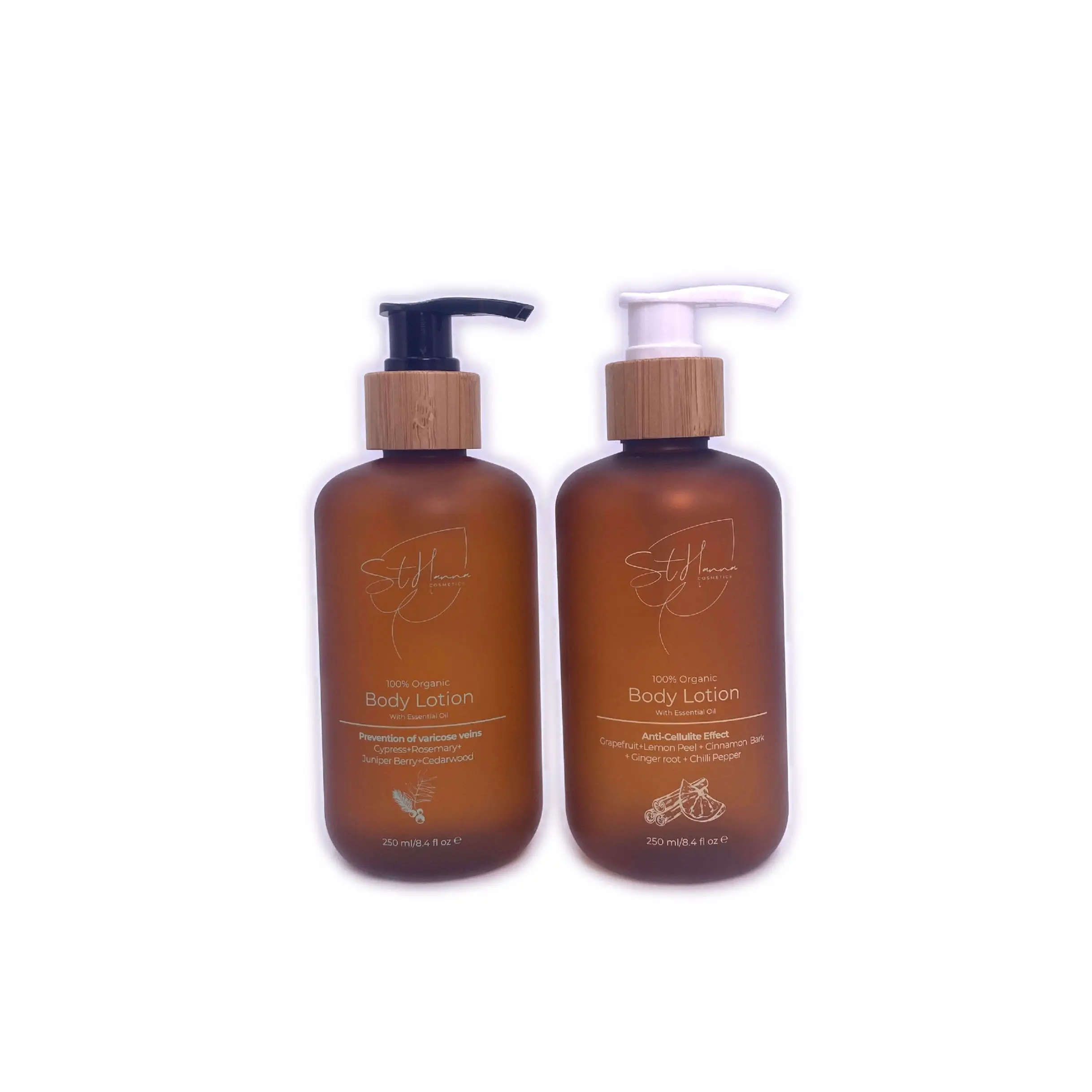Siiditrükk logo 8 oz kosmeetika jäätunud pruun jar näokreem amber 60ml 120ml 250ml 500ml merevaigu šampoon bambusest pump-pudel