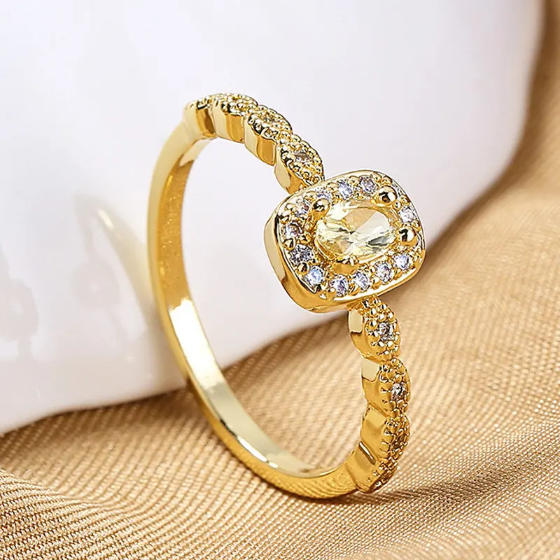 2023 Uus S925 Sterling Silver Ring 6/7/8# Gold Vintage Tsirkoon Ringi Naistele Kingitused Pulmapidu Ehted