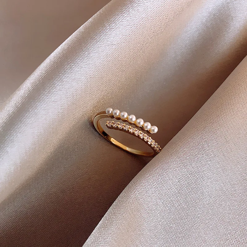 Shell Imitatsioon Pearl Ring Mood Isikupärastatud nimetissõrme ehted naistele Jaapani Stiilis Kerge Luksus Niši Disain