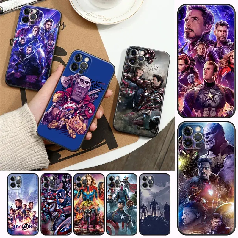 Marvel Superhero Movie Avengers Telefon Case for iPhone 13 Pro Max 12 11 8 7 SE XR, XS Max 5 5s 6 6s Pluss Must Pehme Kaas Fundas