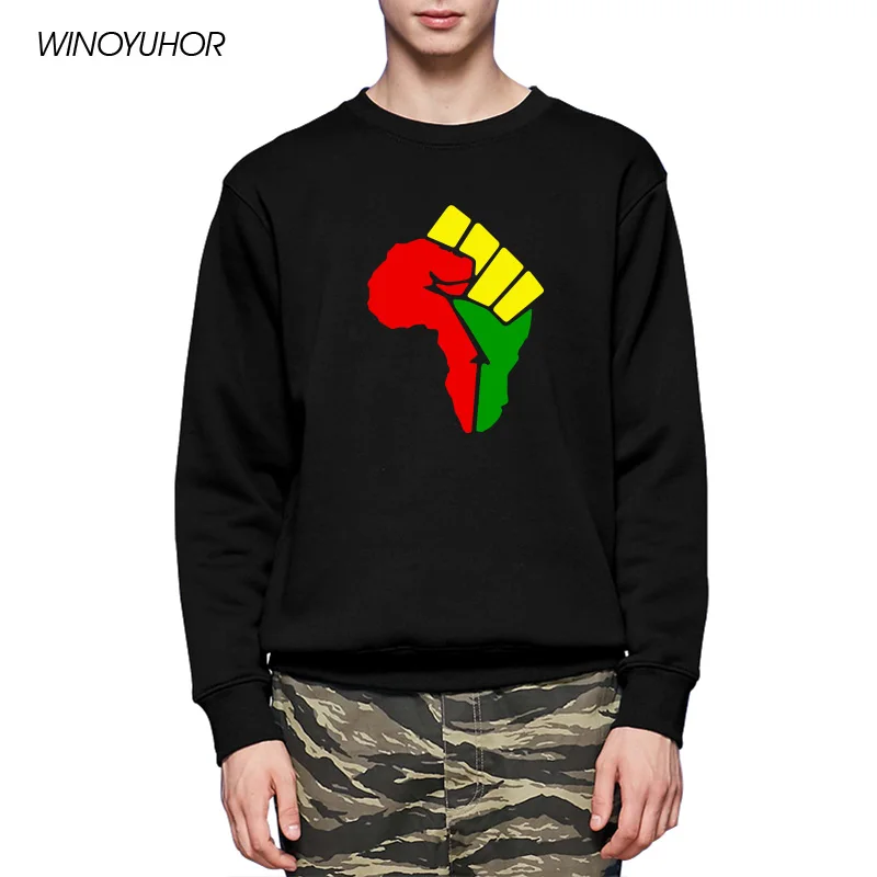 Aafrika Must Võimsus Aafrika Kaart Rusikas Aafrika Uhkus Sviitrid Mens Talv Pikk Varrukas Fliis Hupparit Naljakas Prindi Streetwear Mehed