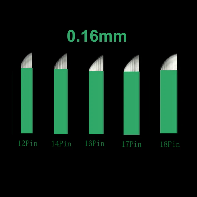 0.16 mm Roheline Lamina Tebori Microblading Nõelad 9 12 14 15 18 Tätoveering Nõelad Microblading Alaline Meik Tera Käsitsi Pliiatsi
