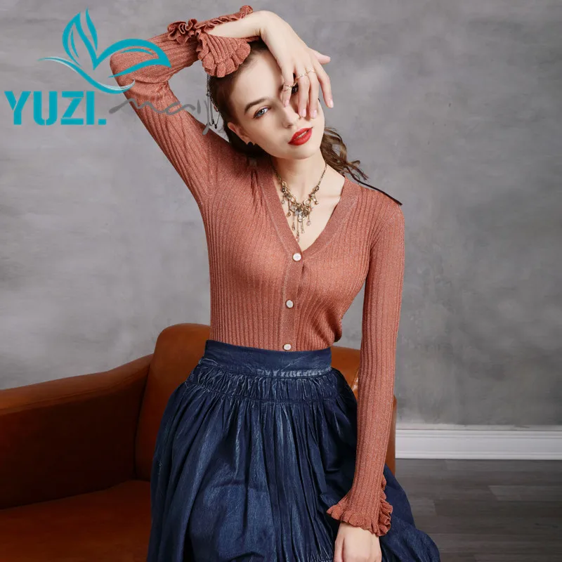 Naine Kampsunid 2020 Yuzi.võib Boho Uus Puuvillane Naiste Pulloverid rull -, V-Kaeluse Ühe Karavan Liblikas Varrukas Kampsun Pullover B9301