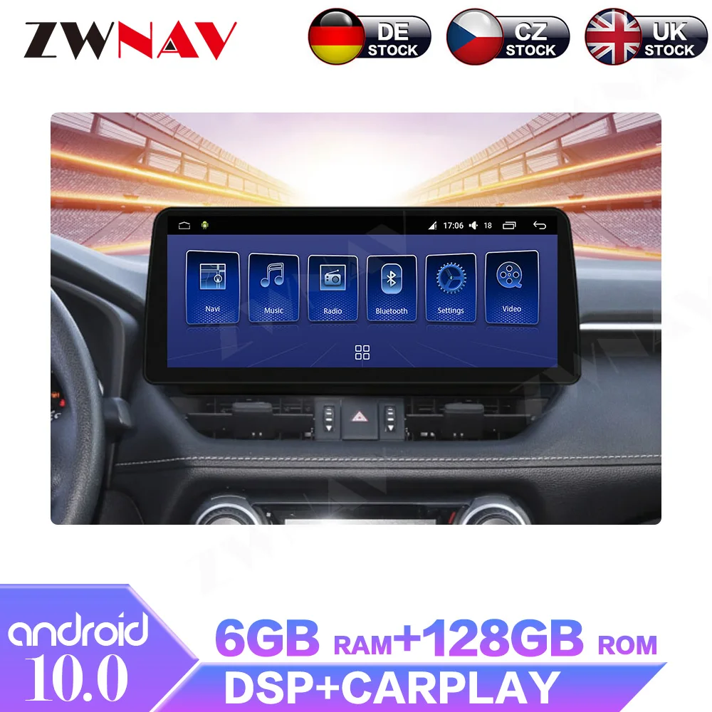 Android 10.0 6+128GB Toyota RAV4 2020 2021 IPS Ekraan, Auto Multimeedia Raadio Stereo GPS Navigation System Mängija DSP Carplay