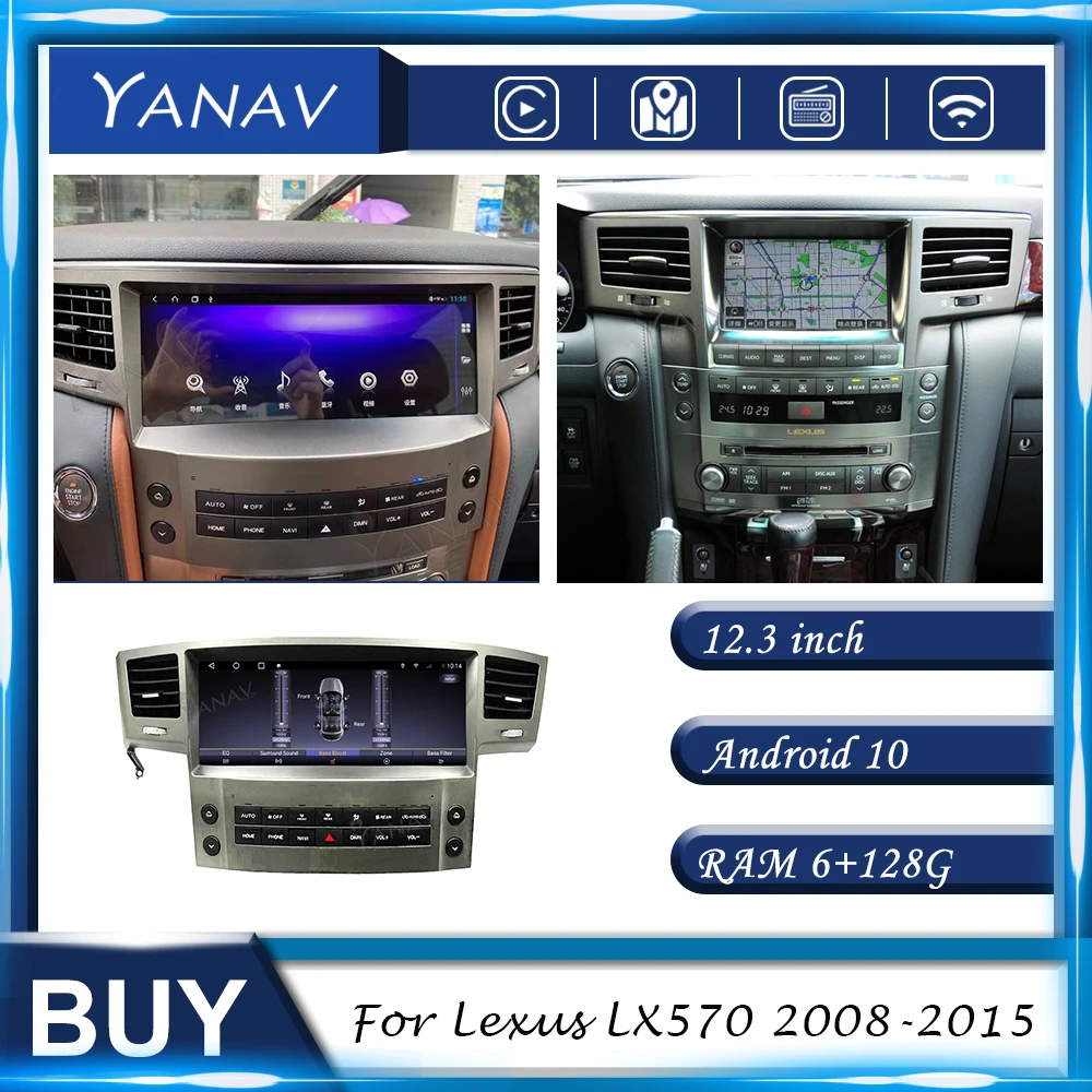 Android 2 Din Auto Raadio Lexus LX570 2008-2015 Auto Stereo Vastuvõtja GPS Navigation Multimeedia: MP3 Mängija Sisseehitatud Carplay