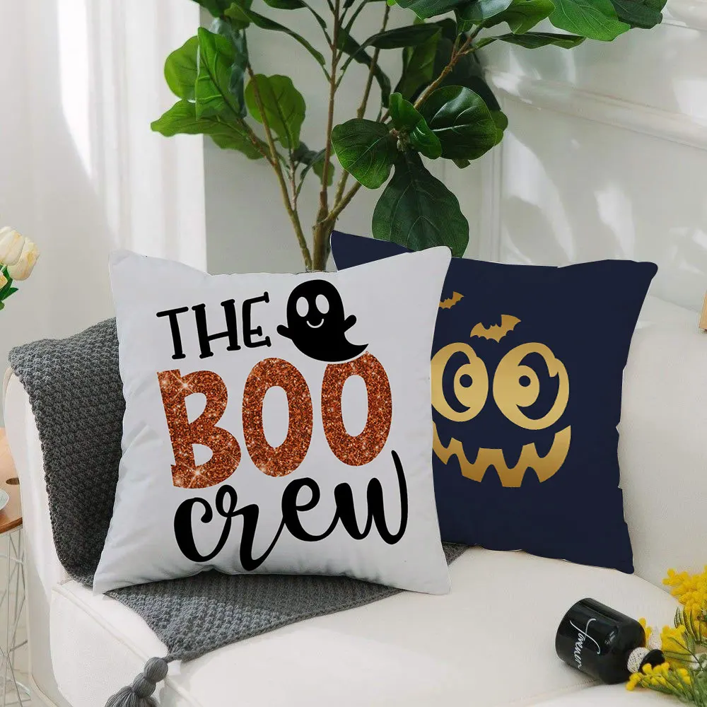 Sügisel Halloween padjakate On Boo Vaadata Talumaja Decor Kodus Viska Padi Katted Diivanil Kaunistused Housse Coussin 50x50 cm