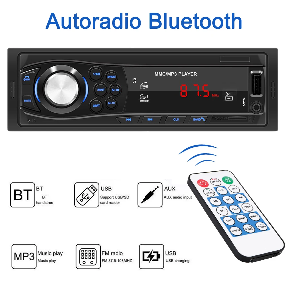 Bluetooth-Autode Lisavarustus Auto FM-Stereo-Audio-Raadio USB/SD/AUX-IN Kontrolli Auto MP3 Mängija 1Din