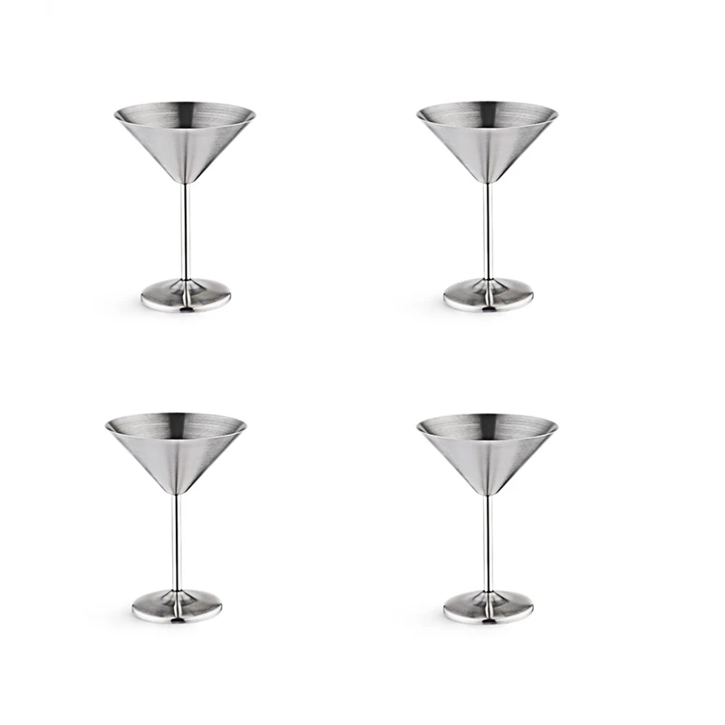 Roostevabast Terasest Martini Klaasid Komplekt, 4, 8 Oz Metallist Kokteili Klaasid, Purunematu Vastupidav, Peegel Poleeritud Viimistlusega