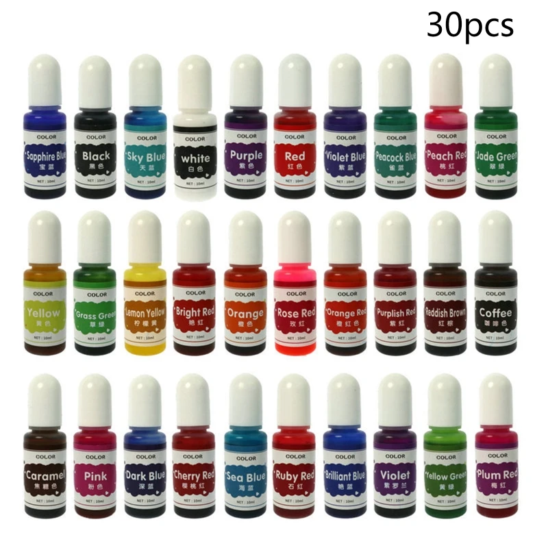 30 Värve Crystal Epoksü Pigment, UV-Vaik Värvi DIY Ehted Värvaine Kunst, Käsitöö, Värvimine, Kuivatamine Värvi Segamine Vedelik Teenetemärgid