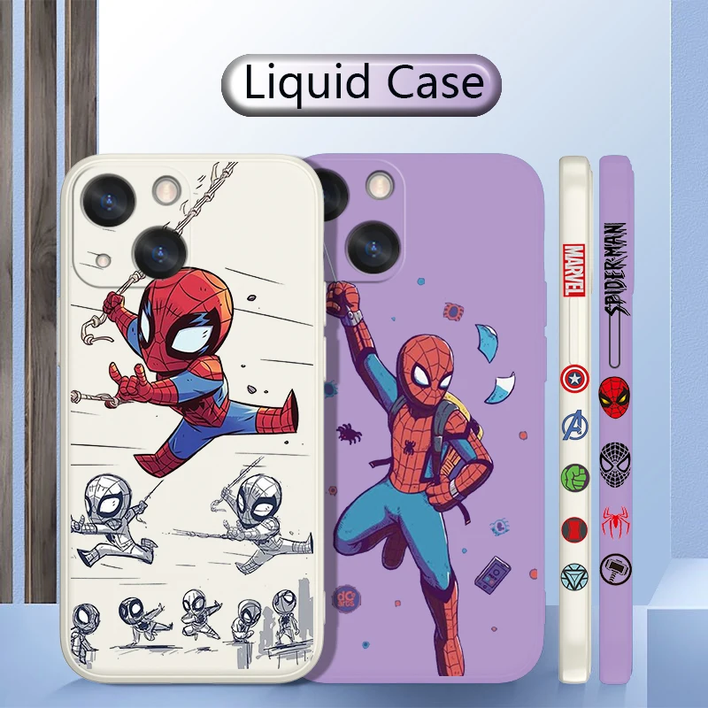 Ime Armas Spiderman iPhone 14 13 12 Mini 11 Pro XS MAX XR-X 8 7 6S SE Pluss Vedelik Vasak Tross Põrutuskindel Telefon Kohtuasjas