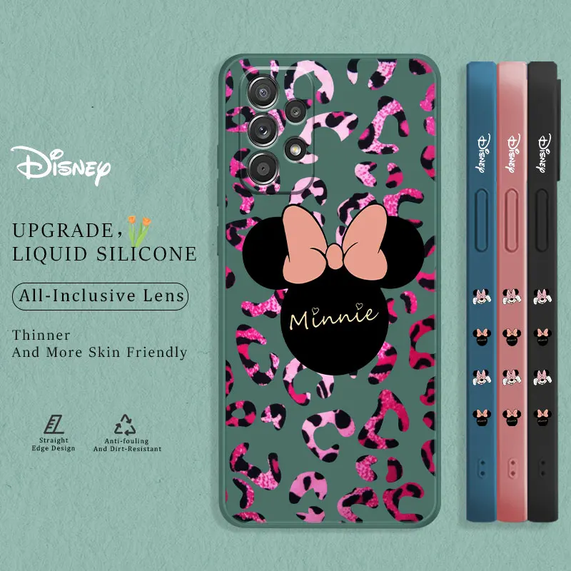 Pop Leopard Minnie Mickey Kunsti Vedelik Case For Samsung Galaxy A52s A72 A53 A33 A22 A02s A21s A31 A12 A51 A71 A03s A10s Fundas
