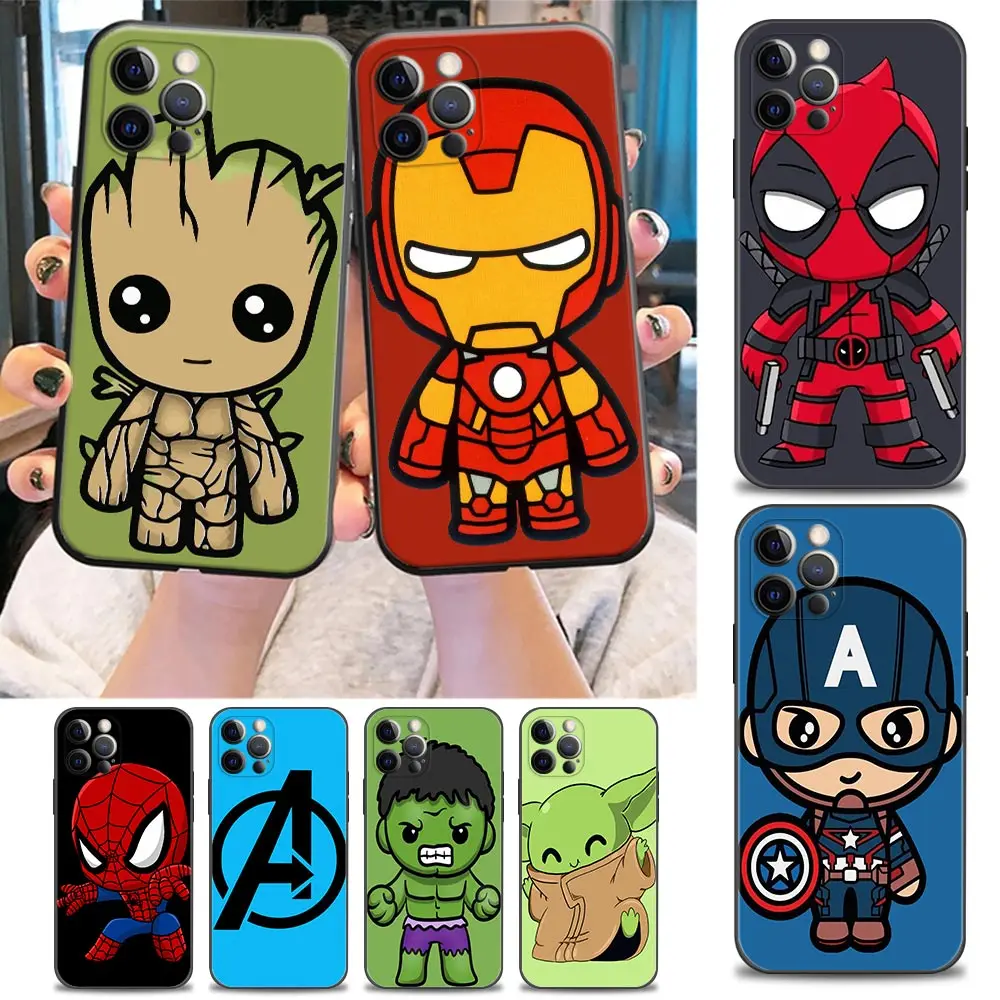 Marvel Apple Case For iPhone 11 12 13 14 Pro Max Mini 6 7 8 Plus X Xs XR SE Iron Man Must Kate Groot Spiderman Avengers Fundas