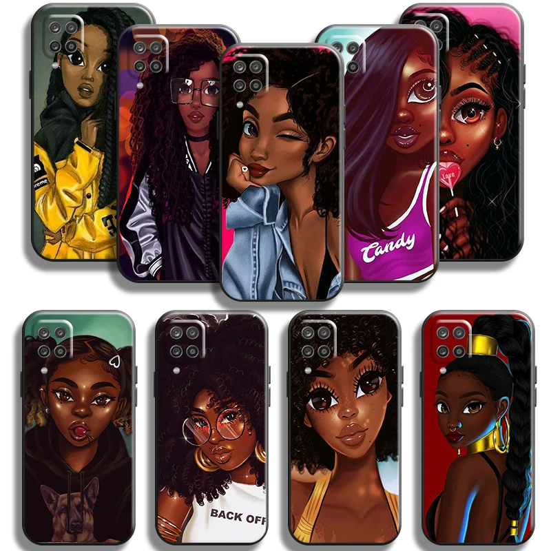 Kash Afro Must Tüdruk, Naine, Telefon Case For Samsung Galaxy M52 M51 M31S M31 M32 M30S M22 M20 M12 M11 Shell Kate Carcasa Juhtudel