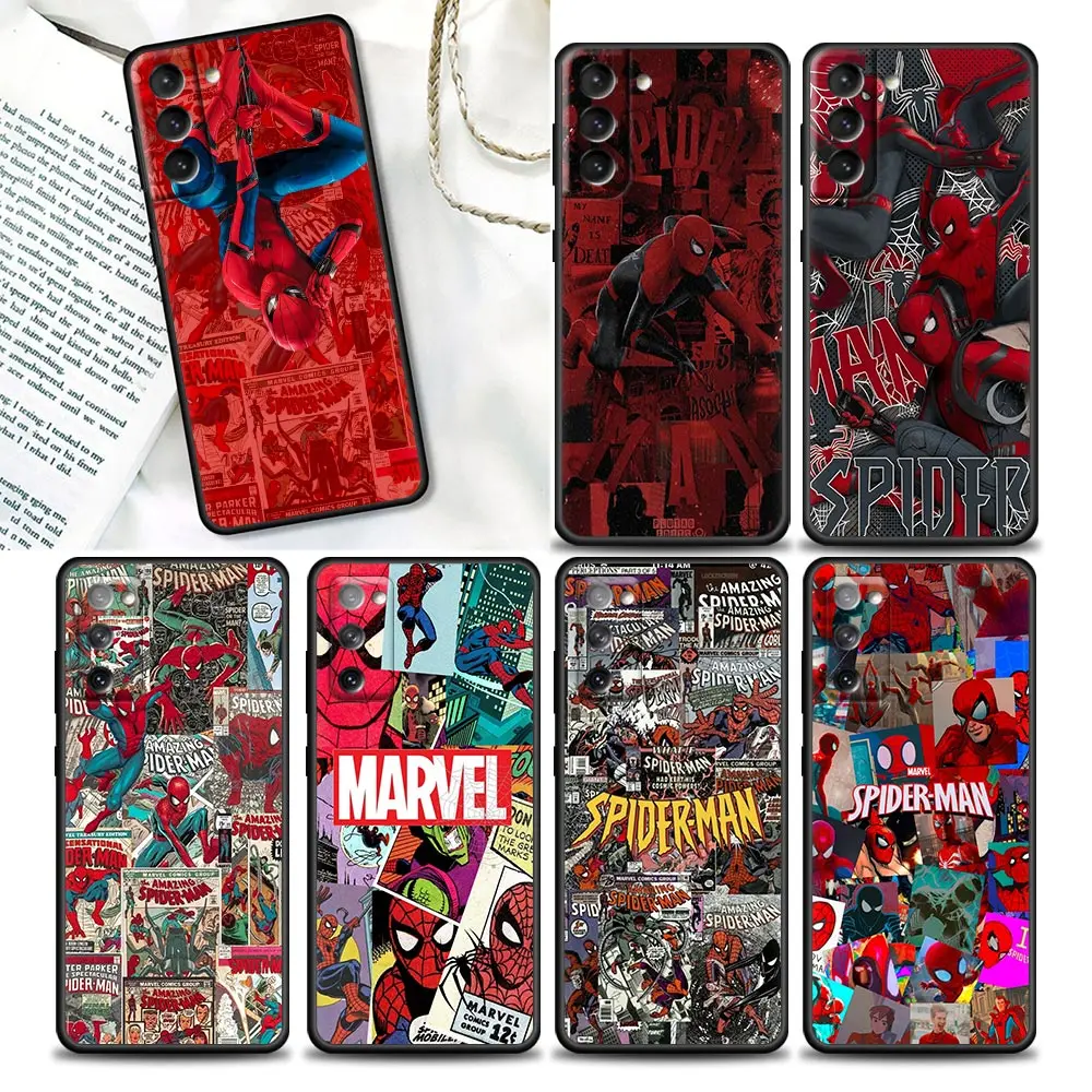 Marvel Spider Man Cartoon Telefon Case for Samsung Galaxy S21 S22 S20 Fe 5G S7 S8 S9 S10e Plus Ultra Pehme Kaas Fundas Coque Kest