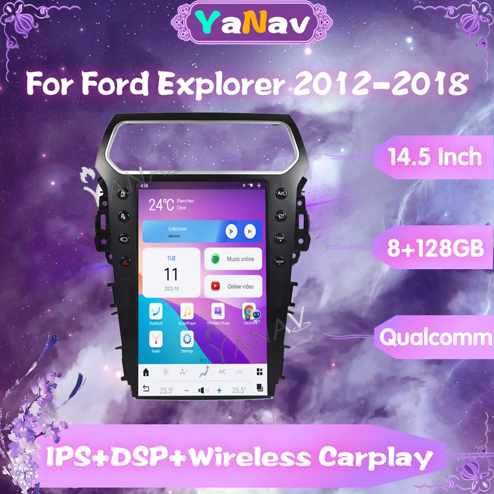 Qualcomm 14.5 Tolline autoraadio Ford Explorer 2012-2018 Auto Stereo Multimeedia Mängija, GPS Navigatsioon Traadita Carplay juhtseade