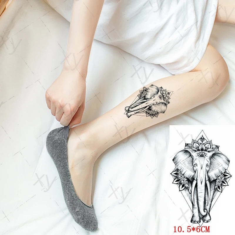 Veekindel Ajutine Tätoveering Kleebised Lotus Elevant Kõrva-Nina-Elevandiluu Tätoveeringud, Tattoo Flash Body Art Võltsitud Tattoo Mehed Naised
