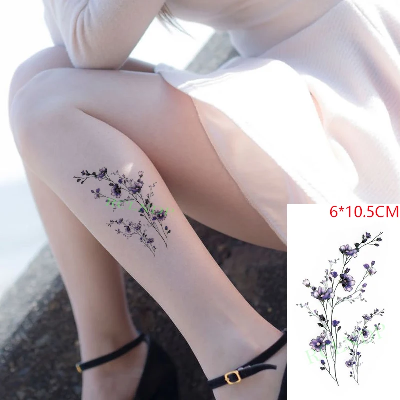 Veekindel Ajutine Tätoveering Kleebis Lilla Lavendel Lill väiksus Body Art Flash Tatto Võltsitud Tätoveering Naised, Mehed