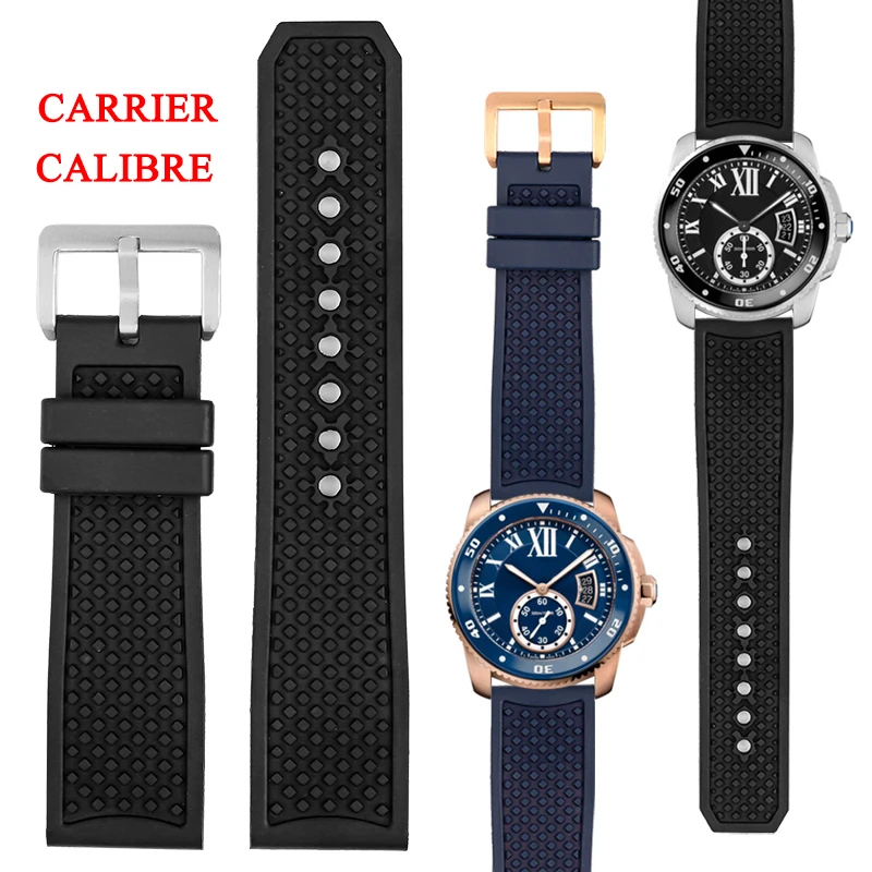 23mm 24mm Pehme Silikoon Kummist Watchband Asendada jaoks Cartier Rihm KALIIBER WSCA0006 W7100055/WGCA0010 Watch Band Käevõru
