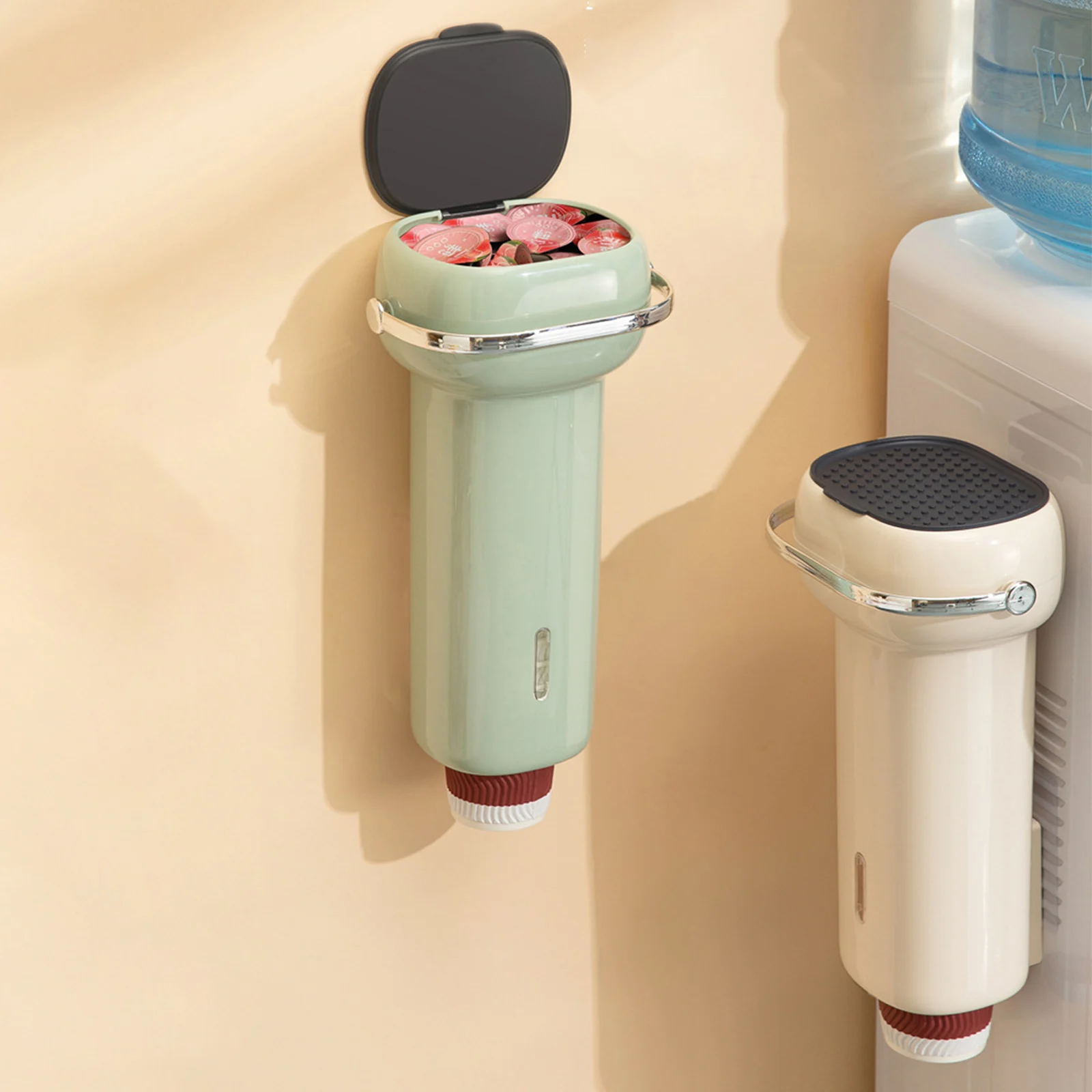Seinale Paigaldatud Vee Cooler Cup Dispenser Suure Mahutavusega Pull Tüüp Sobivus 6-8.5 oz Cup Eemaldatav Ülemine Ladustamise Plaat Kodus