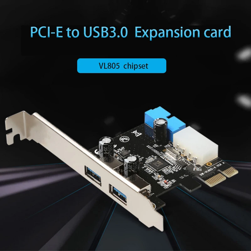 VL805 kiip USB3.0 KESKUSES suur 4P toide Extender PCIe Converter 20PIN-Liides PCIE, et USB3.0 Expansion card Adapter for PC