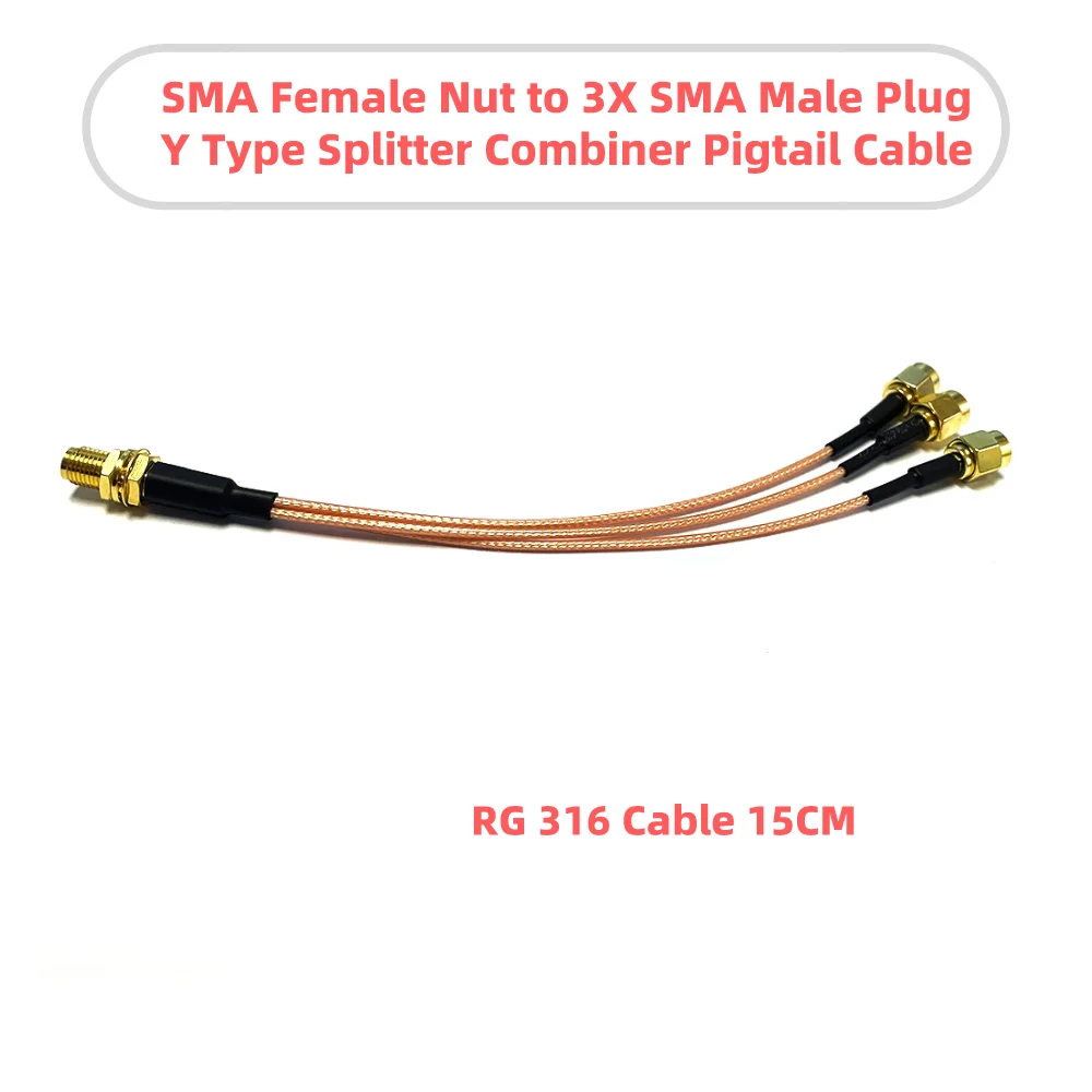 SMA Female Pähkel 3X SMA Male Plug Y-Tüüpi Splitter Combiner Pats Kaabel RG316 15 CM 6