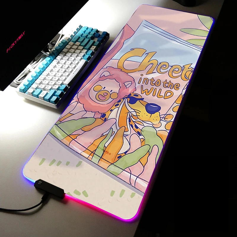 Roosa Illustratsioon RGB Gaming Mat Mouse Pad XXL Gamer Suur Laud Matt Taustavalgustusega Mousepad Armas Pinnal Hiirt, Vaip Arvuti 