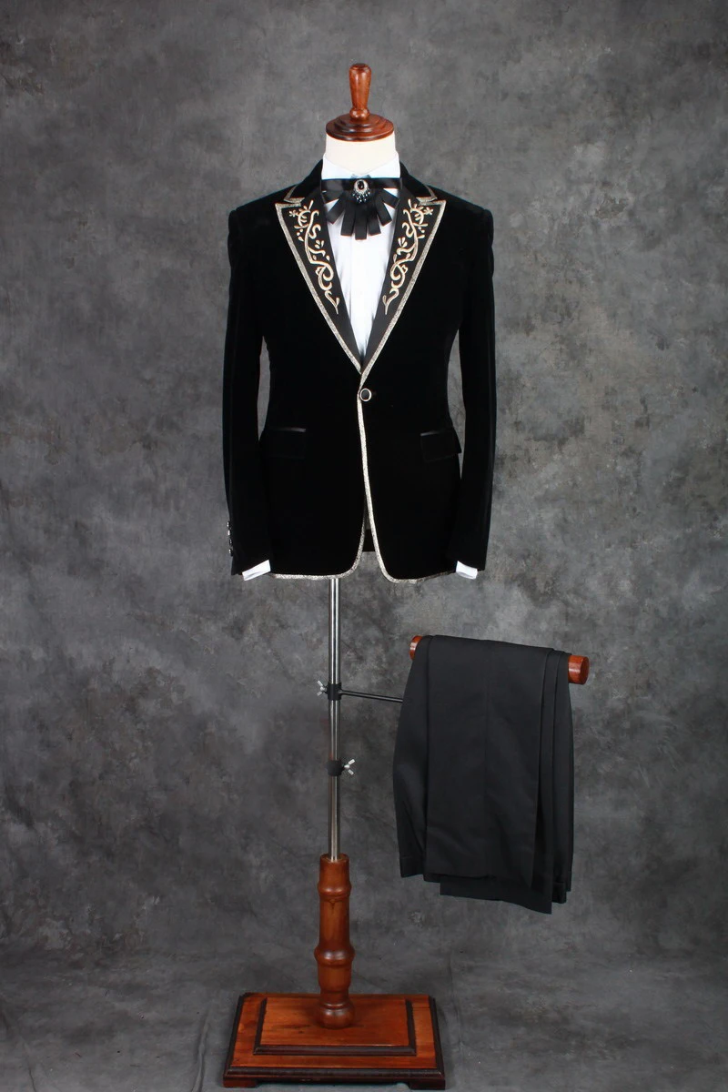 100%reaalne mens tähed/kuldne tikand krael siduv must ülikond smoking /event/õhtune/staadiumis täitmiseks