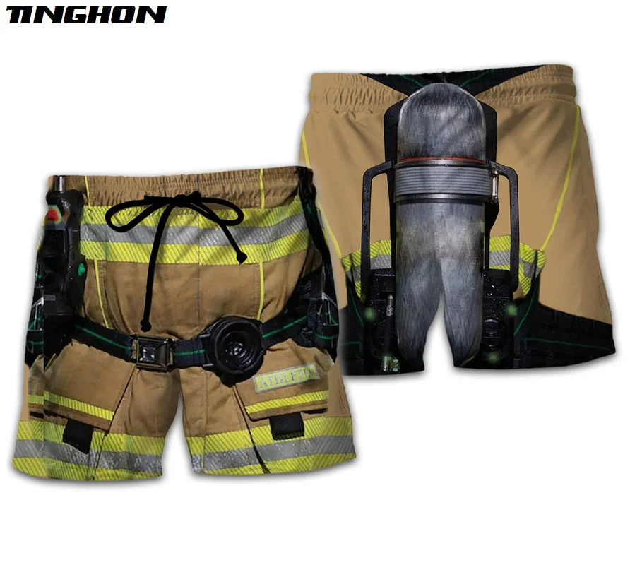Cosplay Tuletõrje Suvel Mehed Pardal Lühikesed 3D Trükitud Mood Meeste Tuletõrjujad lühikesed Püksid Poistele Kiire Kuiv S-5XL