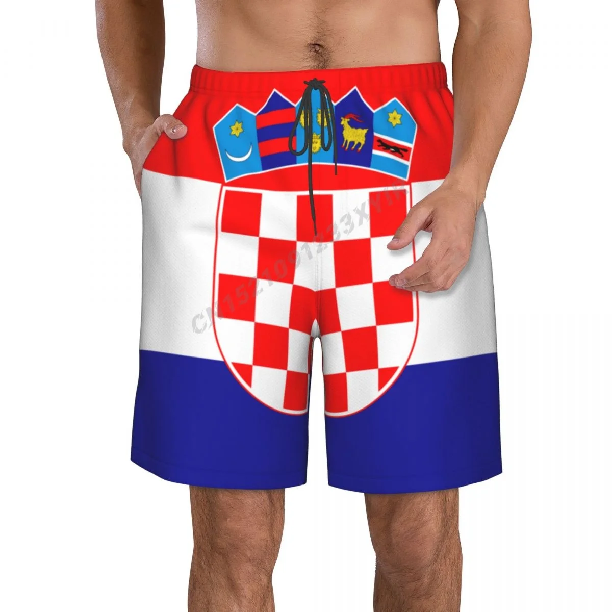 Suvine Meeste Horvaatia Lipu Rand Püksid Püksid Surfamine M-2XL Polüester Supelrõivad Töötab