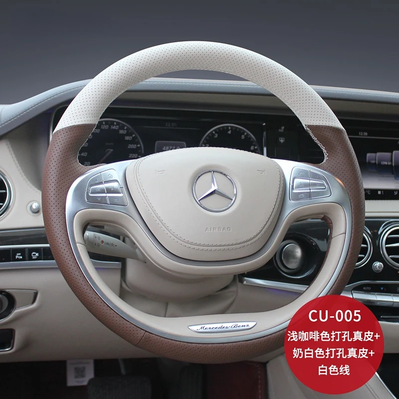 Mõeldud Mercedes-Benz C-Klass E-Klass A-Klass G-Klass S-Klassi AMG GLE GLC GLB GLA Nahast seemisnahk käsitsi õmmeldud rooliratta kate
