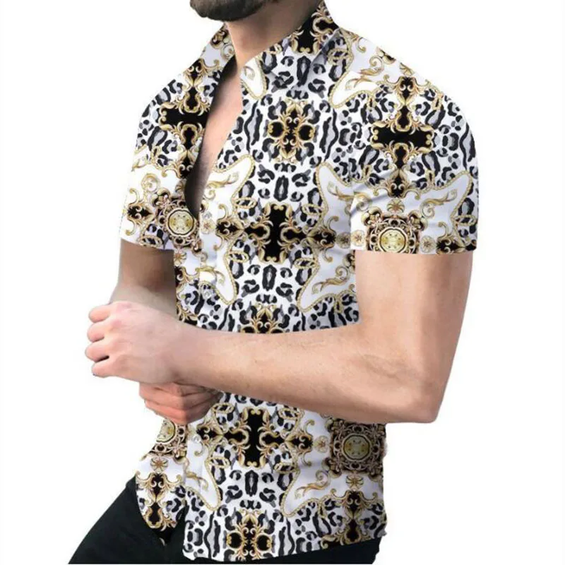 2022 Suvel Uus Meeste Street Fashion Leopard Printida 3D-Printimine Lühikese Varrukaga Särgid Väljas Vabaaja Slim Fit Pehme Mugav Tops