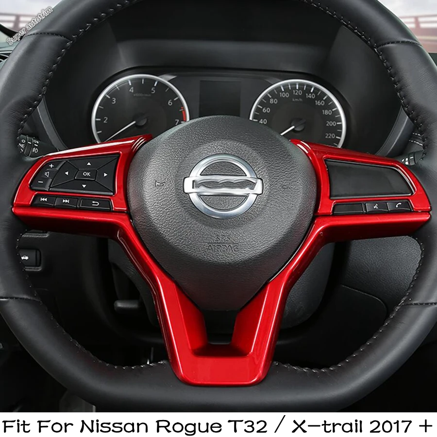 Auto Interjöör Rool Nuppu Decor Kate Sisekujundus Jaoks Nissan Rogue T32 / X-trail 2017 - 2020 Punane / Carbon Fiber Tarvikud