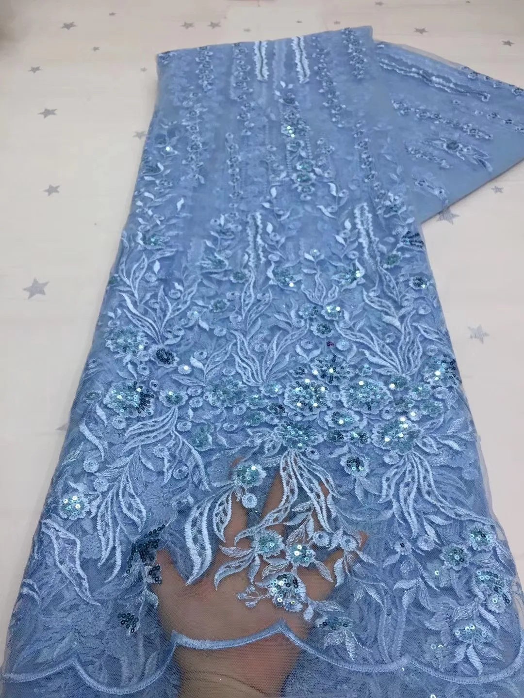 2022-Aafrika Taevas Sinine Pits Kõrge Kvaliteedi Fashion 3D lille Tikandid Nigeeria Populaarne Stiil Tülli Net Kangast Naine Dr