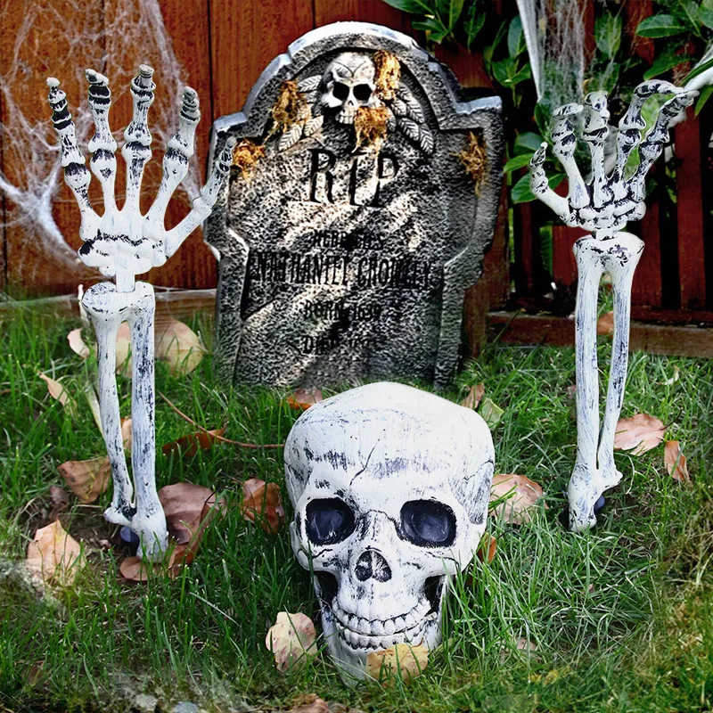 Halloween Maa Sisestamine Pealuud Skelett Set Decoration Rekvisiidid Simuleeritud Inimeste Plastikust Skelett Skeletid Komm Või Vemp Ilma