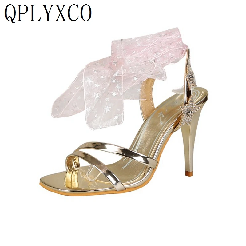 QPLYXCO 2019 Uus seksikas Suur Suurus 31-48 Suve Sandaalid naiste Kõrge Kontsaga(10cm) Isiku Pulm Tants Jalatsid kingad naine A22-2