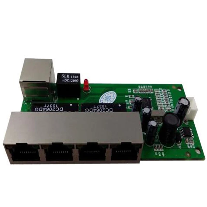OEM mini mini switch 5 port 10/100mbps võrgu lüliti, 5-12v laia sisendpinge smart ethernet pcb-rj45-moodul led sisseehitatud