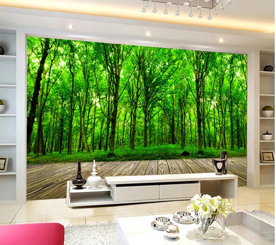 Custom 3D suur pannoo,Värske roheline mets ,elutoas diivan, TV seina laste magamistoa seina-paber