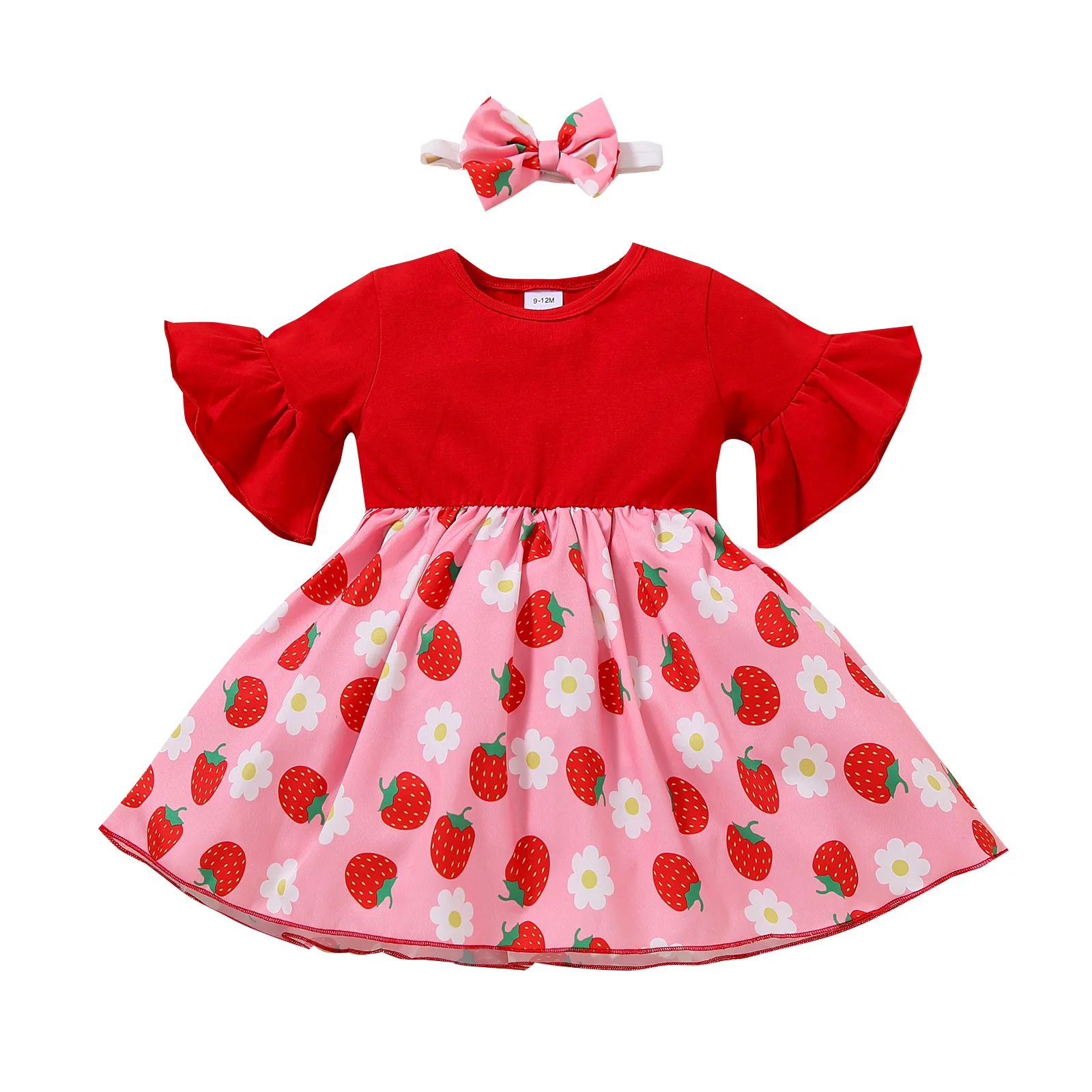 Suvel Kuuma SaleChildren riided on 100% Puuvill Punane Maasikas Väike Tüdruk Kleit Kõrge Kvaliteedi Kid Ruffle Lemmik kahjumiga