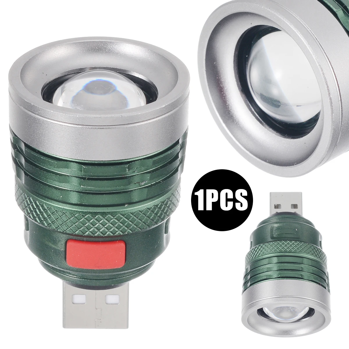 Kaasaskantav Roheline LED Taskulamp USB-Mugav, Võimas, Telkimine Valgus Mini Taskulamp Zoomable 3Mode Tasku Väljas Reisi Lamp