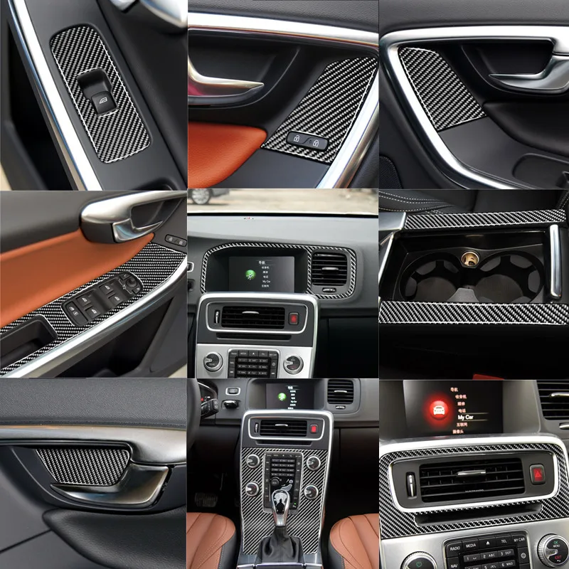 Auto Interjöör Center Control Panel Akna Tõste Navigatsiooni Raam Carbon Fiber Kleebis Volvo V60 S60 2010-2018 Tarvikud
