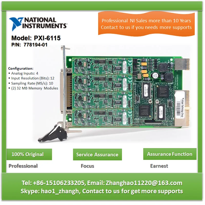 NI PXI-6115 S-Seeria Multifunktsionaalset DAQ 12-Bitine 10 MS/s, 4 Analoog Sisendid