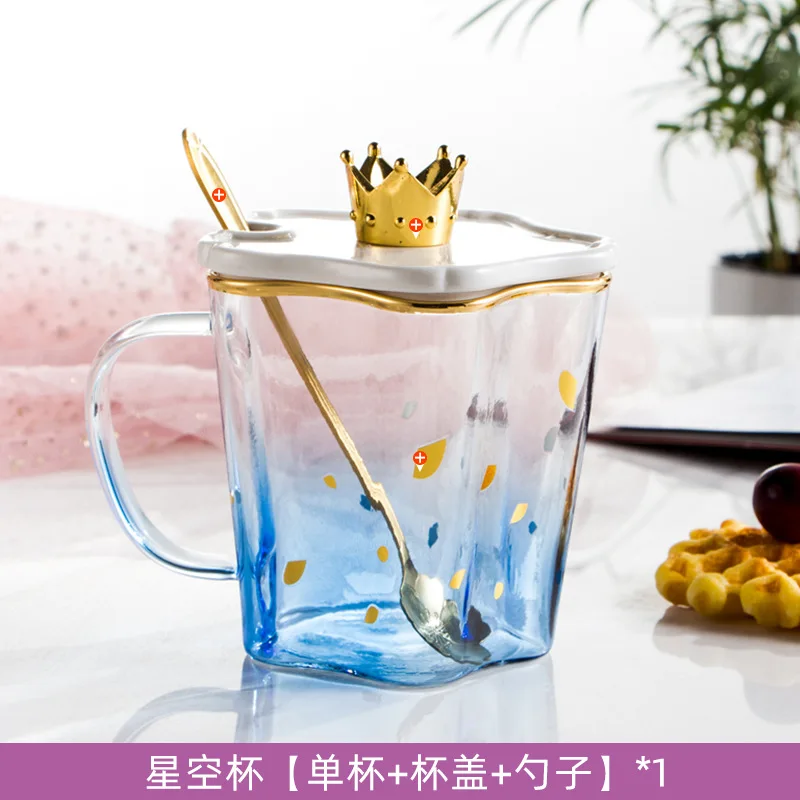 Armas kalle läbipaistev klaas paar vesi cup loominguline crown kaane klaas tass kohvi kruus custom LOGO cup